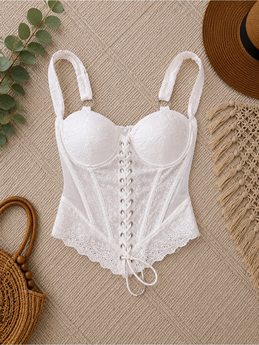 Fashion Nova White Lace Corset Bustier Camisole